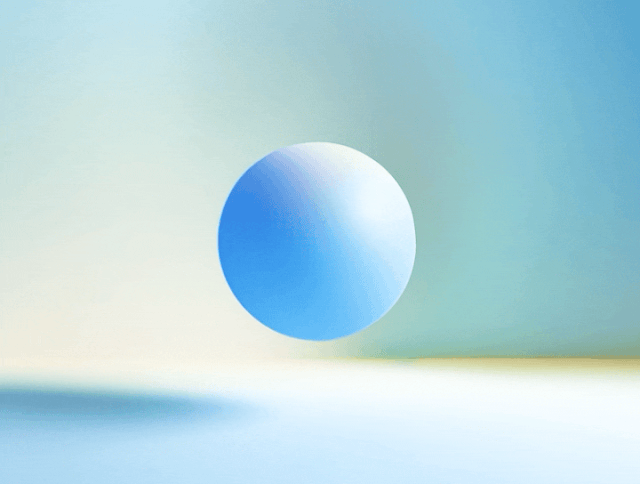 A smooth blue sphere floats calmly, symbolizing clarity and simplicity