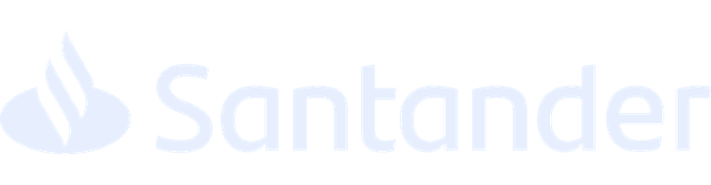 Santander logo in light blue.