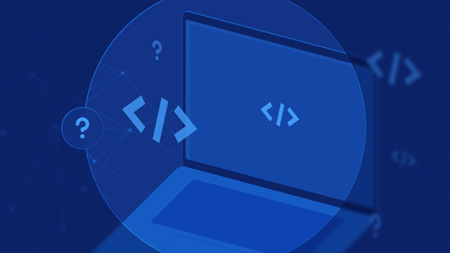 Illustration of a computer with a code icon.