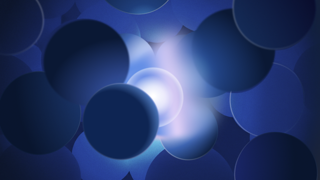 Circle graphics in shades of blue, with a bright circle in the center