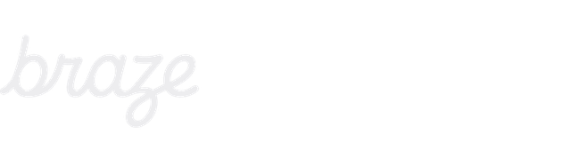 Braze logo in a cursive, white font on a transparent background.