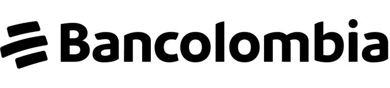 Bancolombia logo with stylized stripes on the left and the company name in black text on the right.