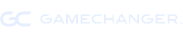 GameChanger logo in light blue text on a transparent background.