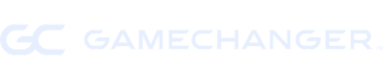GameChanger logo in light blue text on a transparent background.