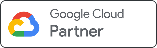Google Cloud Partner logo featuring a multicolored cloud icon and the text "Google Cloud Partner" on a white background.