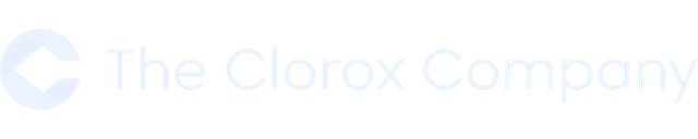 Logo of The Clorox Company featuring a stylized "C" icon followed by 'The Clorox Company' in light blue text on a transparent background.