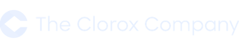 Logo of The Clorox Company featuring a stylized "C" icon followed by 'The Clorox Company' in light blue text on a transparent background.