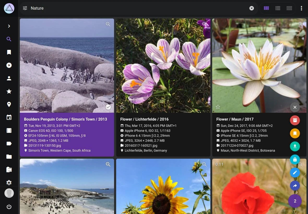 Photoprism software interface