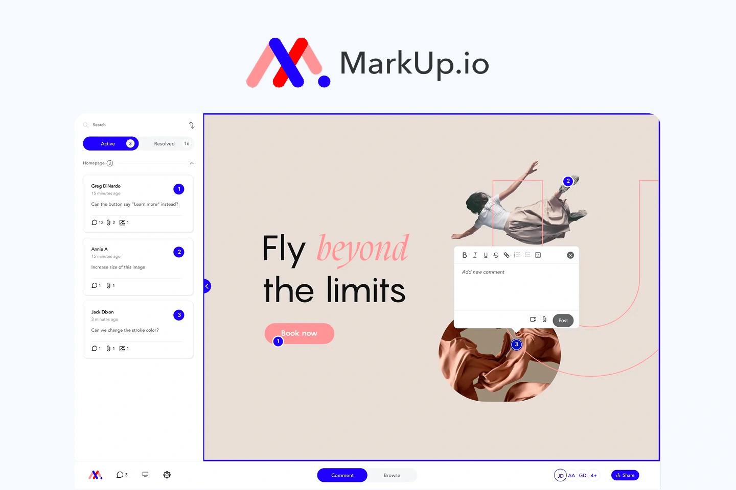 Markup.io feedback user interface