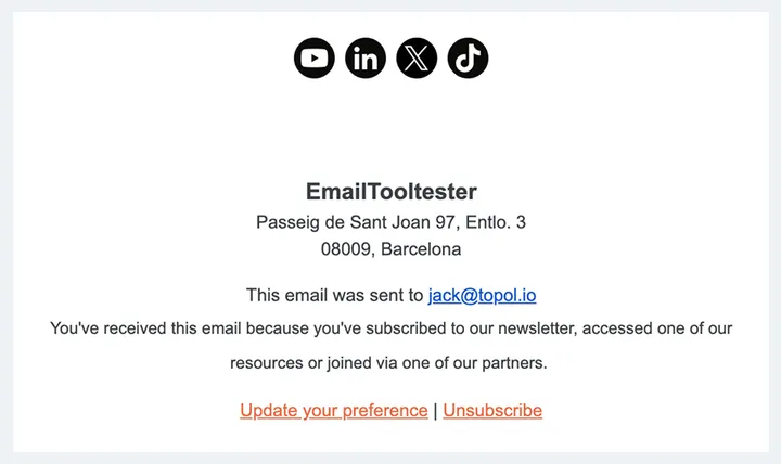 An example of a professional email footer