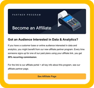 B2B newsletter call-to-action button sized to full content width