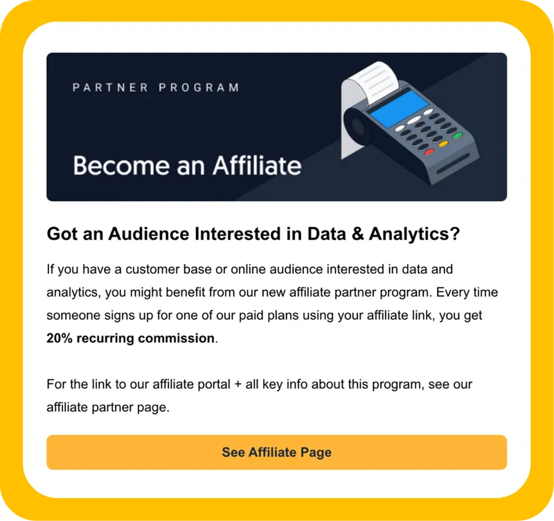 B2B newsletter call-to-action button sized to full content width