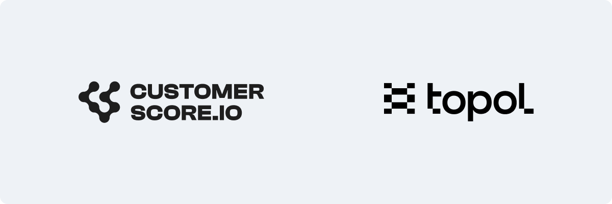 Customerscore.io logo and Topol.io logo