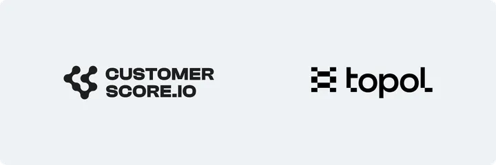 Customerscore.io logo and Topol.io logo
