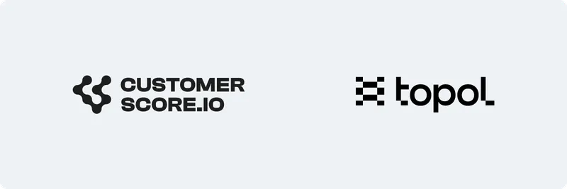 Customerscore.io logo and Topol.io logo