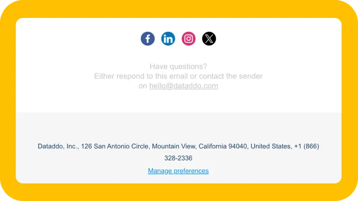 Footer section of a B2B newsletter example
