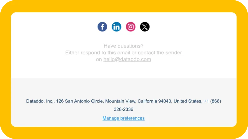 Footer section of a B2B newsletter example
