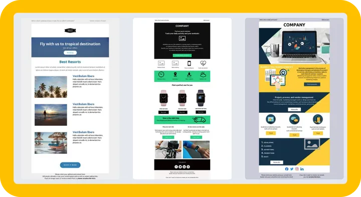 Gallery of B2B newsletter templates available in Topol