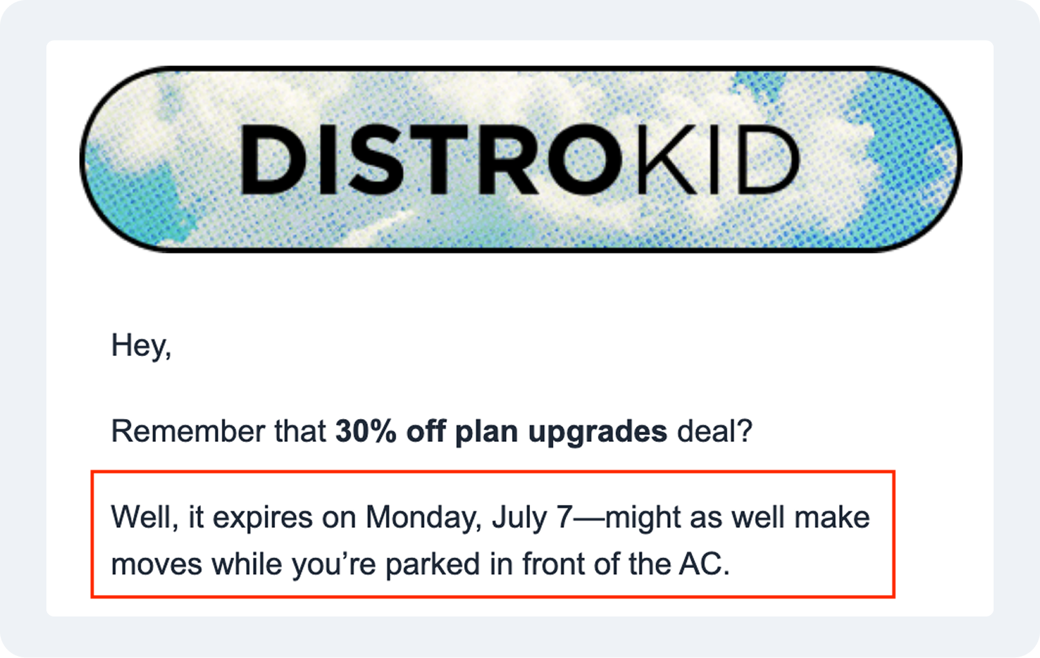Urgency in B2C emails