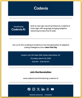 English-language version of the Codevia multilingual email template