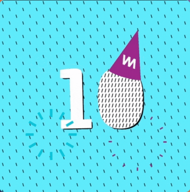 Animated anniversary celebration GIF in an email