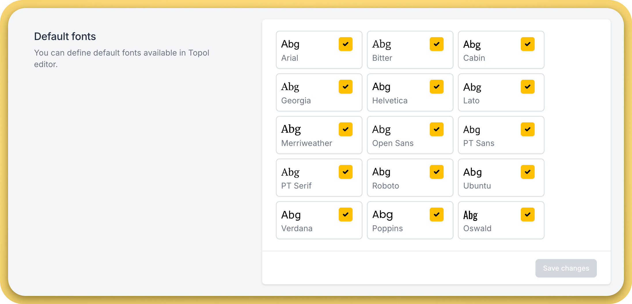 List of available custom fonts in Topol PRO application. List of available custom fonts in Topol PRO application.