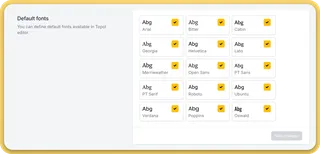 List of available custom fonts in Topol PRO application.