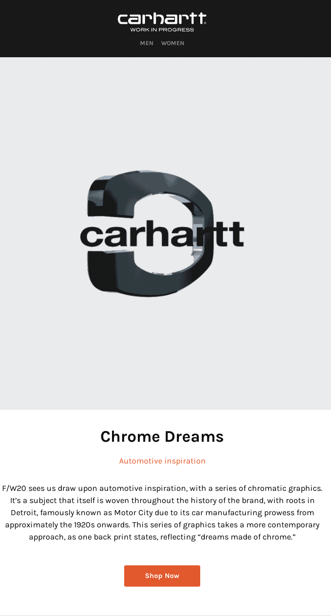Carhartt example of Minimalist Email Design Example of Minimalist Email Design by brand Carhartt