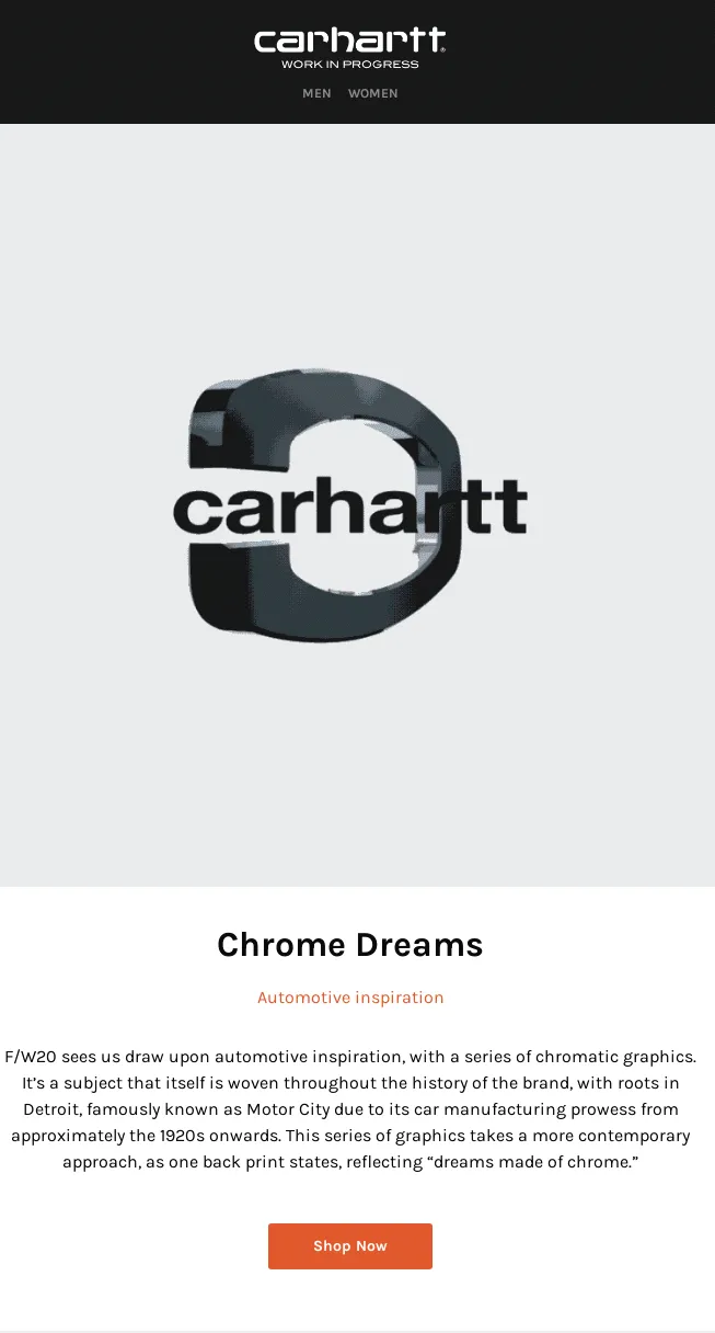 Example of Minimalist Email Design by brand Carhartt