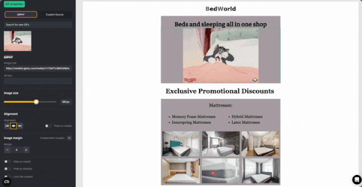 Example of an animated GIF in an email campaign