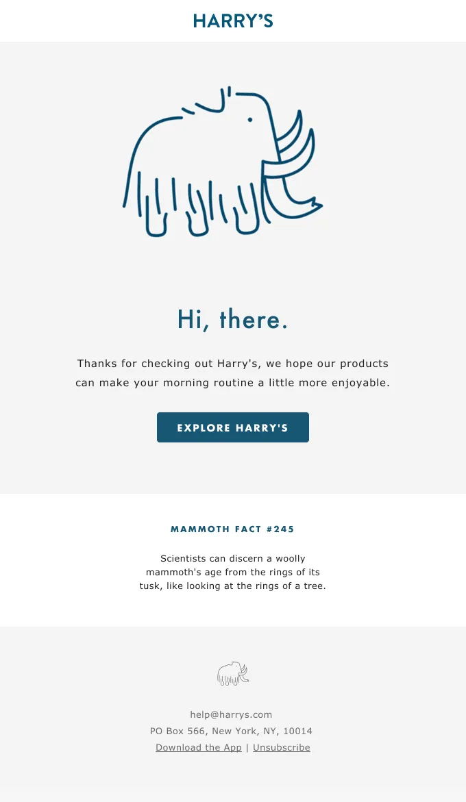 Example of Minimalist Email Design by brand Harrys