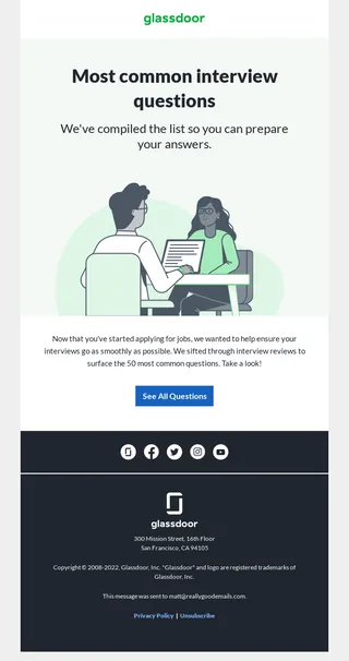 Example of Minimalist Email Design by platform Glassdoor