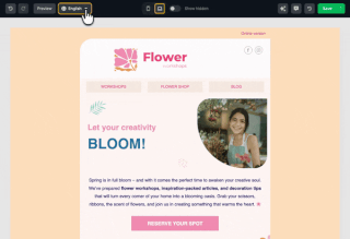 Editing a multilingual email template in Topol
