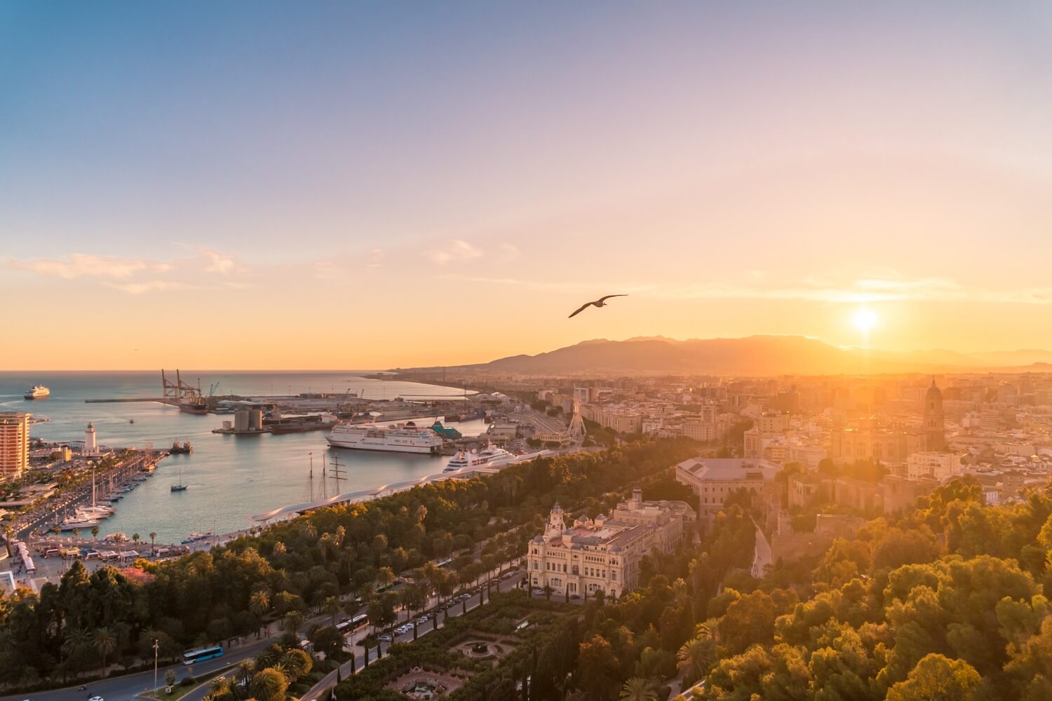 Malaga, Spain sunset