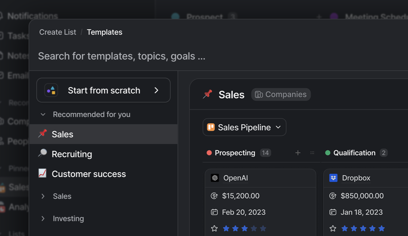 New template UI | Attio Changelog