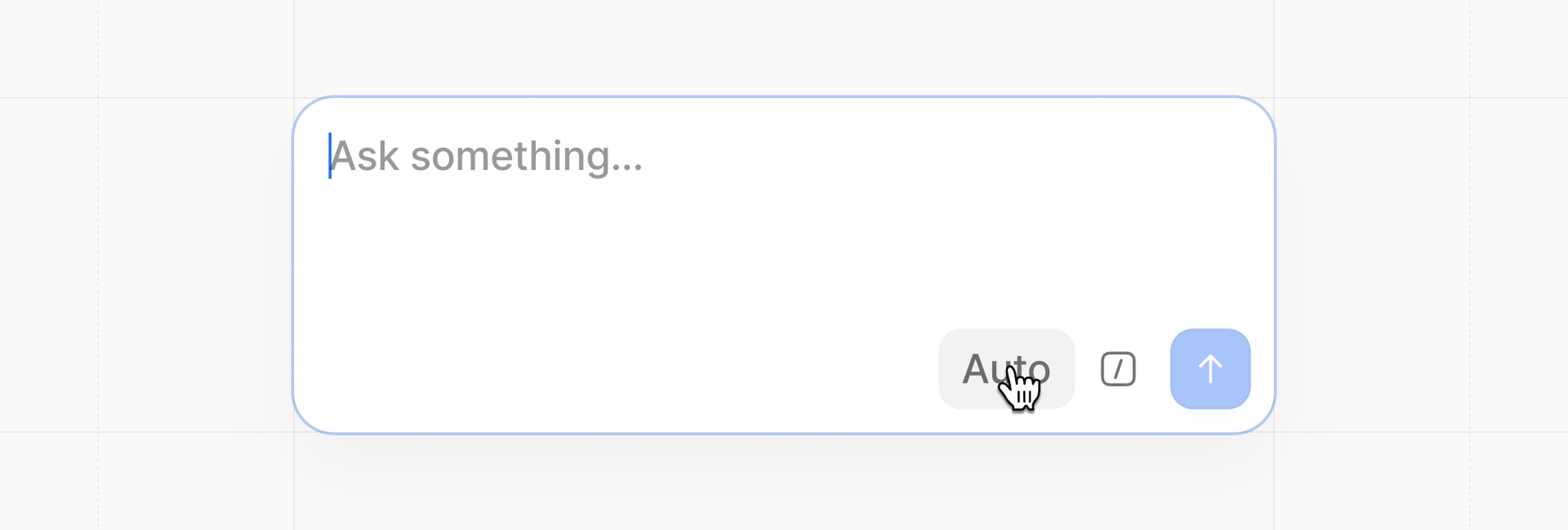 Cursor hovering over "Auto" button in an Ask Attio composer box with placeholder text "Ask something...".