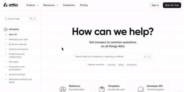 Help center updates | Attio Changelog