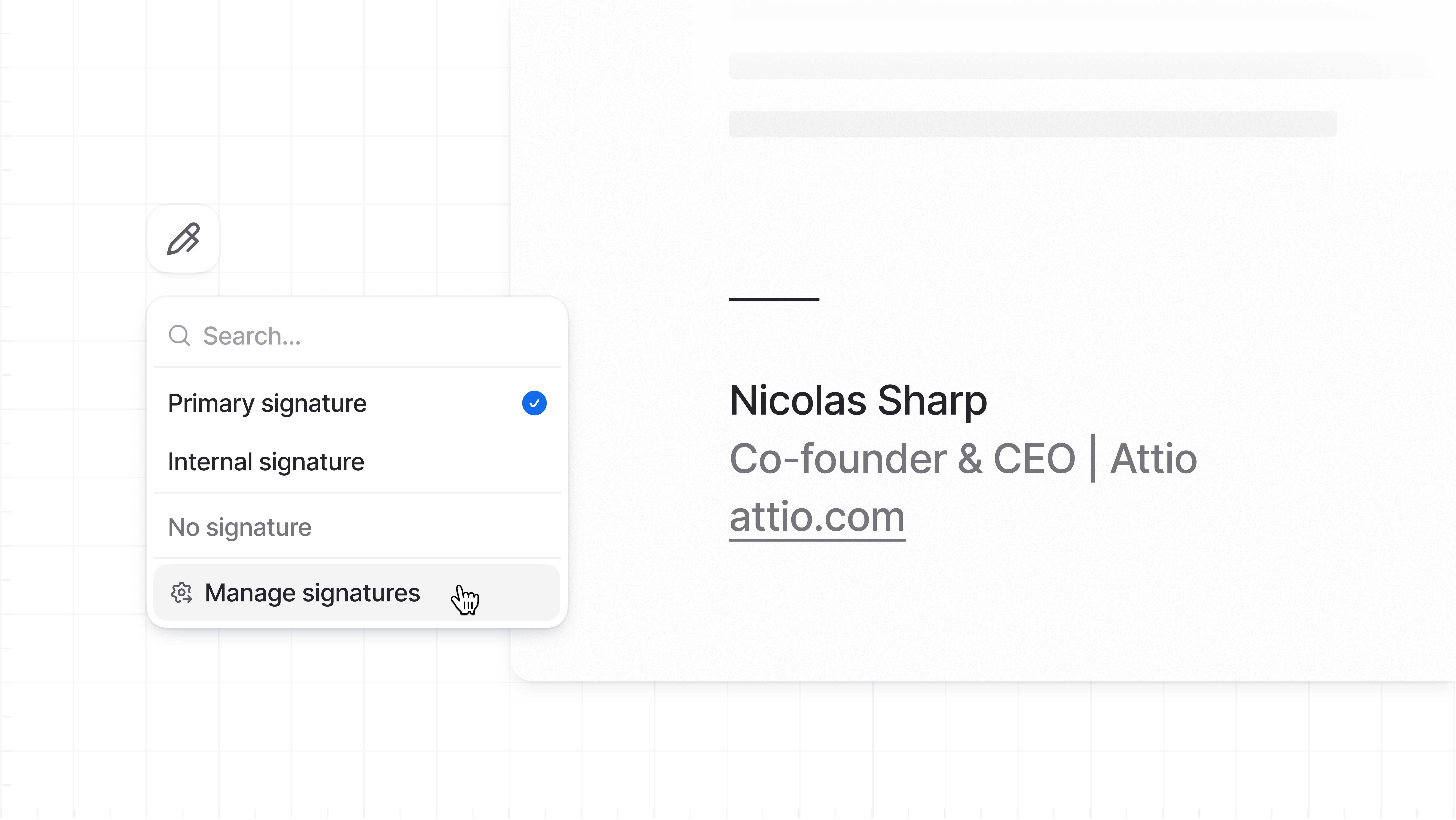 Email signatures are here | Attio Changelog