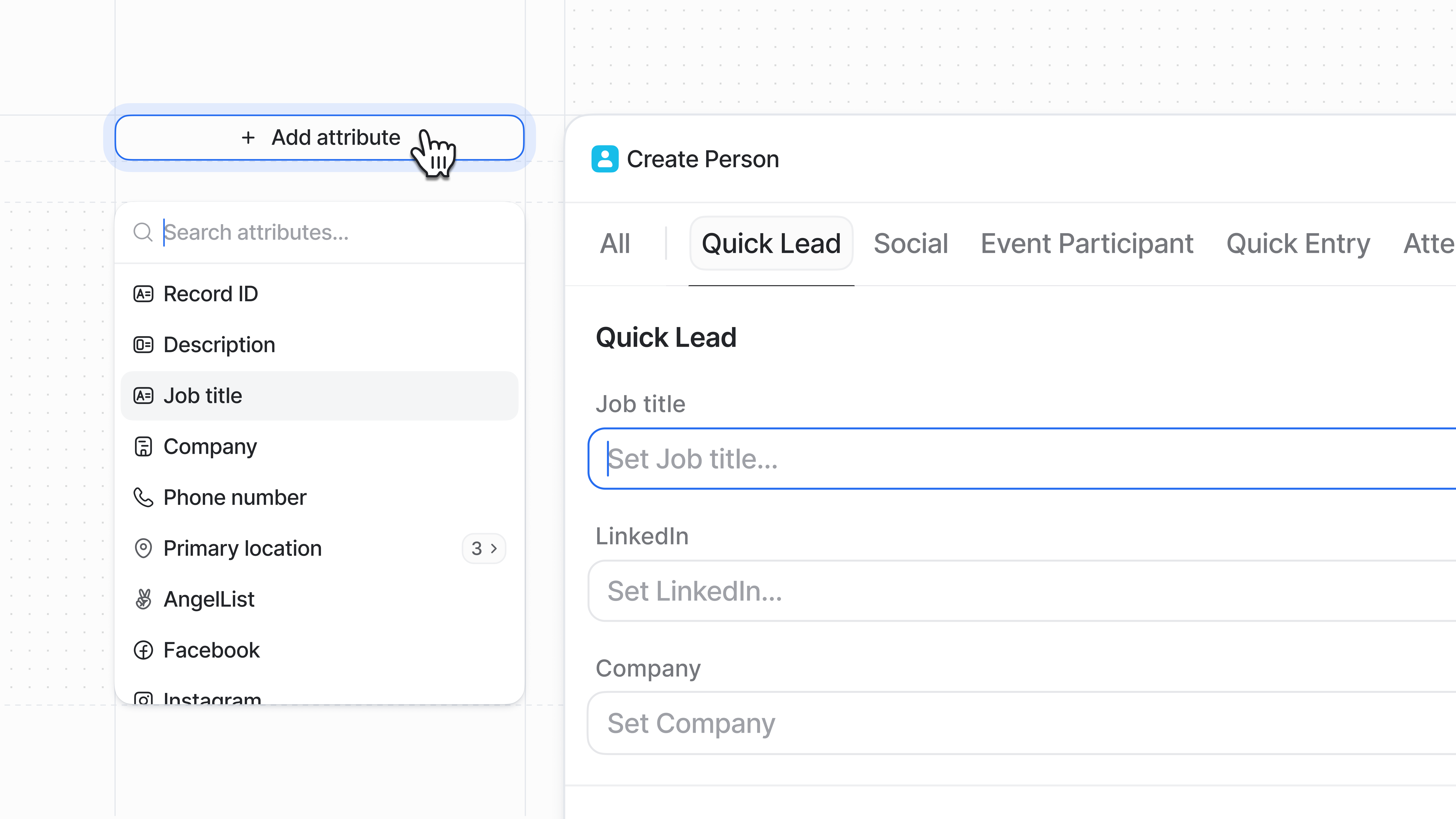 Record and list entry creation templates | Attio Changelog