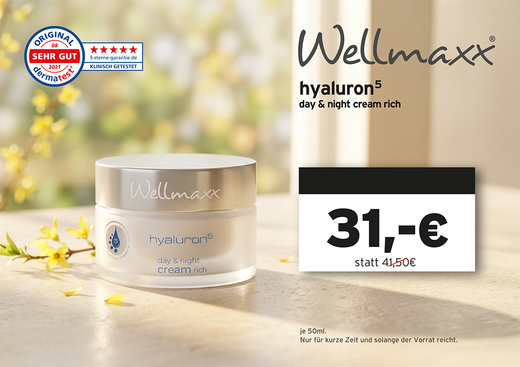 WELLMAXX Kosmetik-Aktion: hyaluron5 day & night cream rich