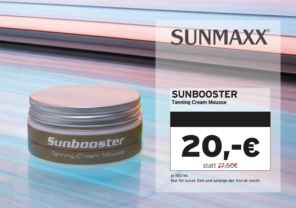 SUNMAXX Solarkosmetik-Aktion: Sunbooster Tanning Cream Mousse