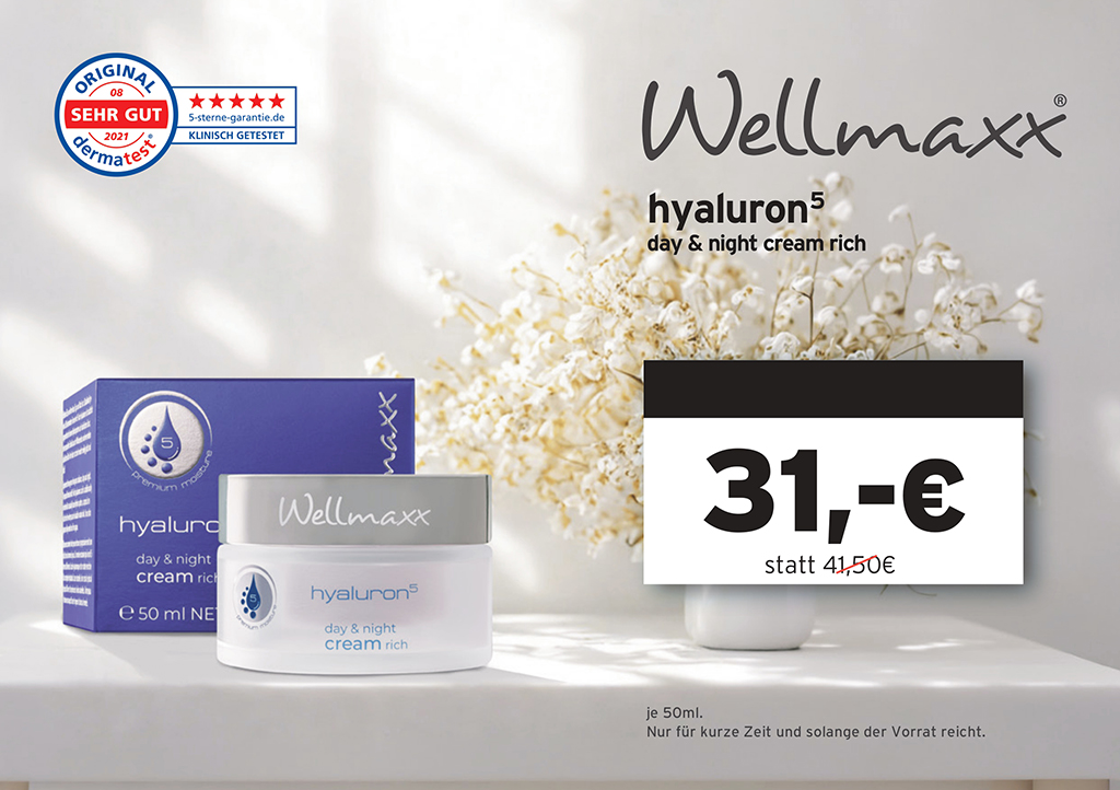 WELLMAXX Kosmetik-Aktion: hyaluron5 day & night cream rich