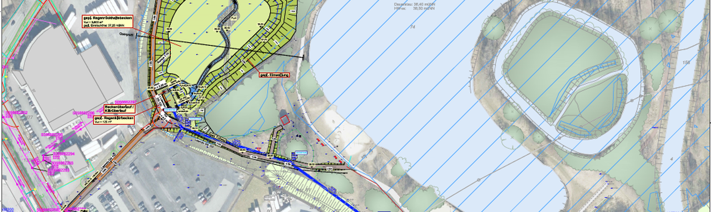 Lageplan Regenklär- und Regenrückhaltebecken