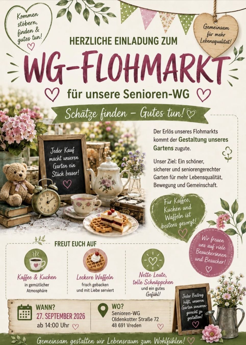 Einladung zum WG-Flohmarkt am 27. September im Haus Oldenkott