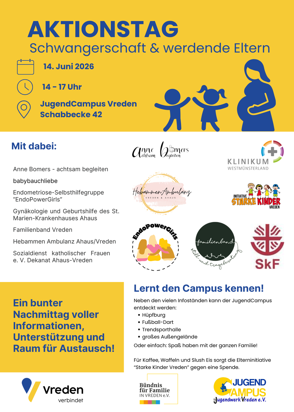 Freuen sich auf den bunten Nachmittag: Stefanie Hilbing, Markus Funke, Doris Pennekamp (hintere Reihe), Maike Wenning, Hannes Lansing und Laura Warlier (sitzend, vordere Reihe).