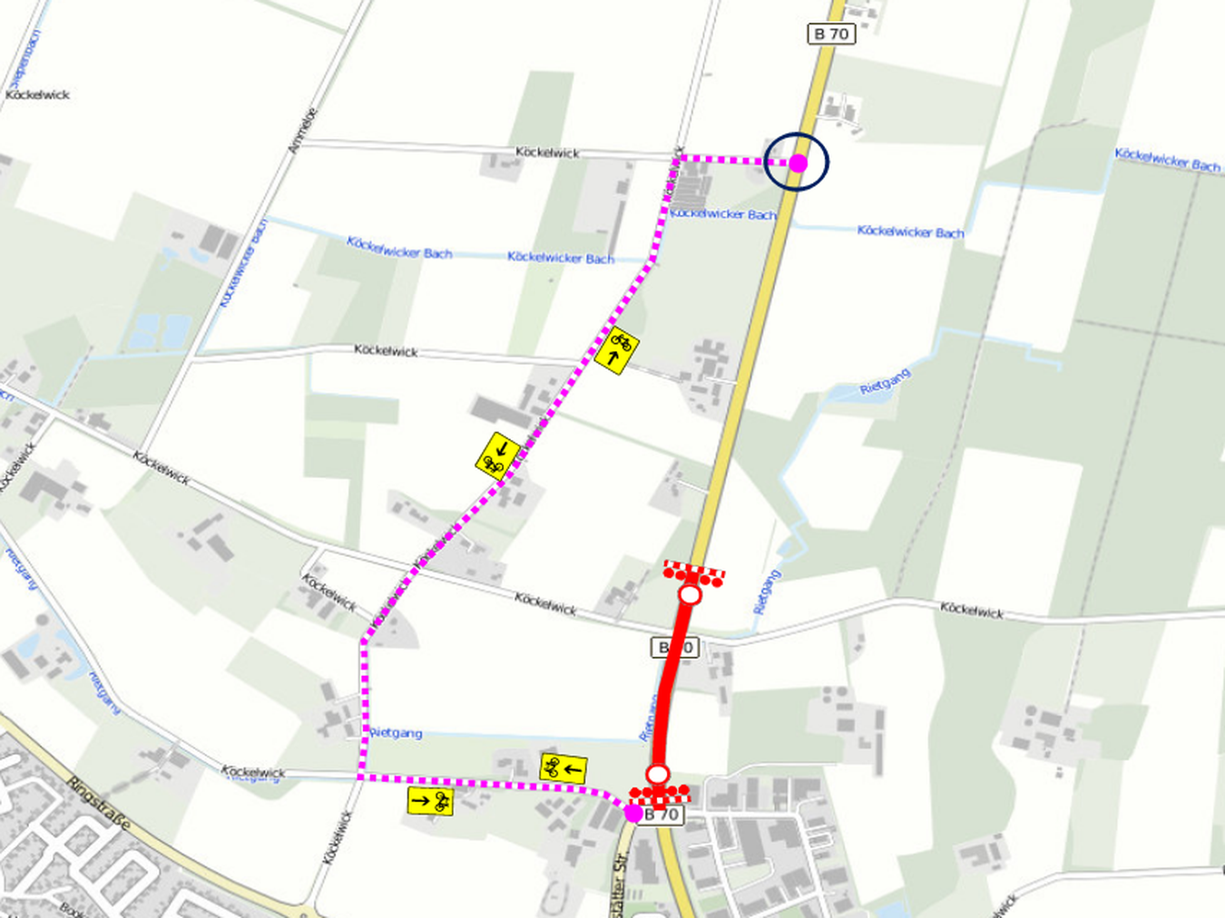 Umleitungsplan Rad B70