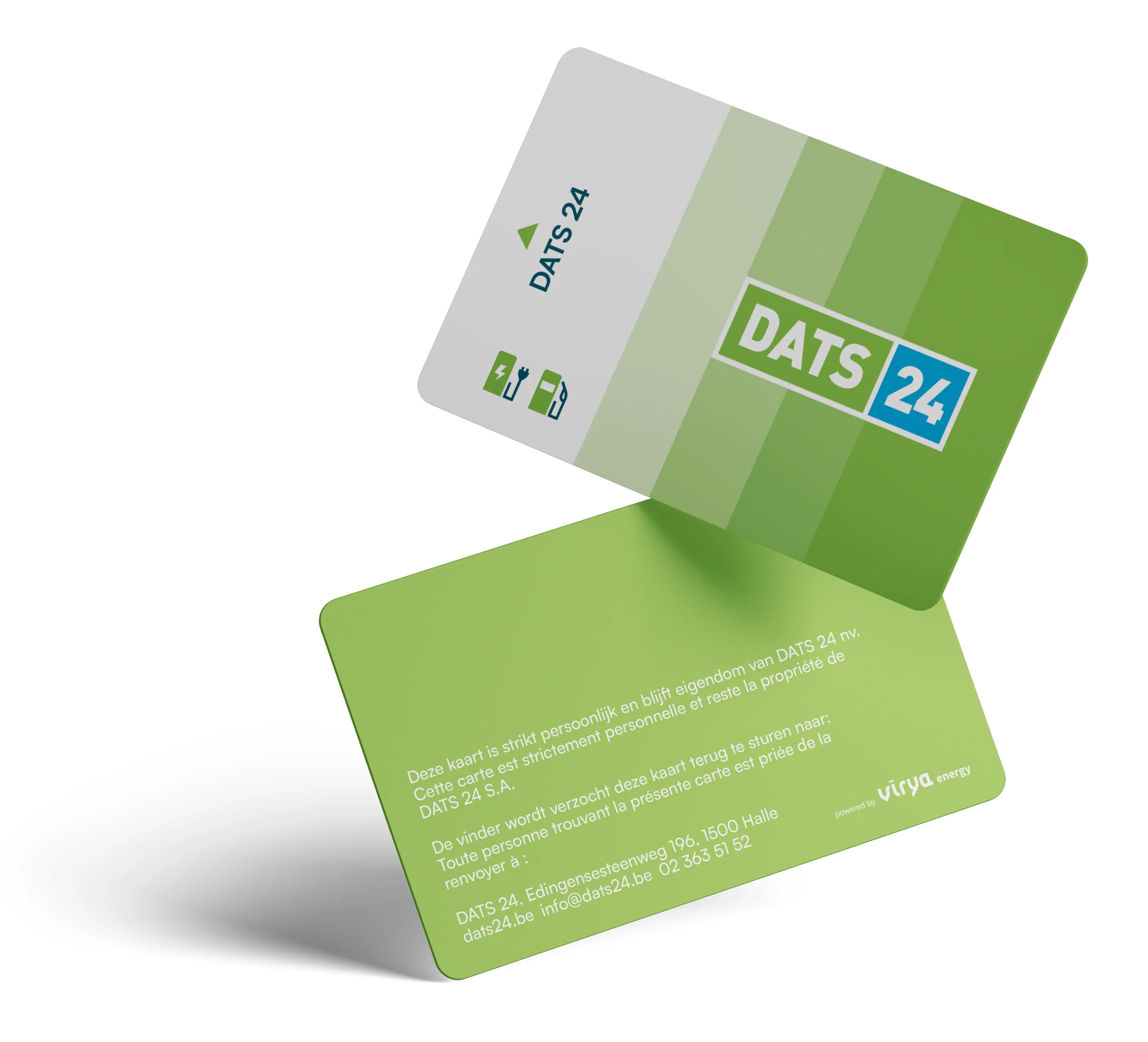 Voor- en achterkant van de DATS 24 hybride kaart.
