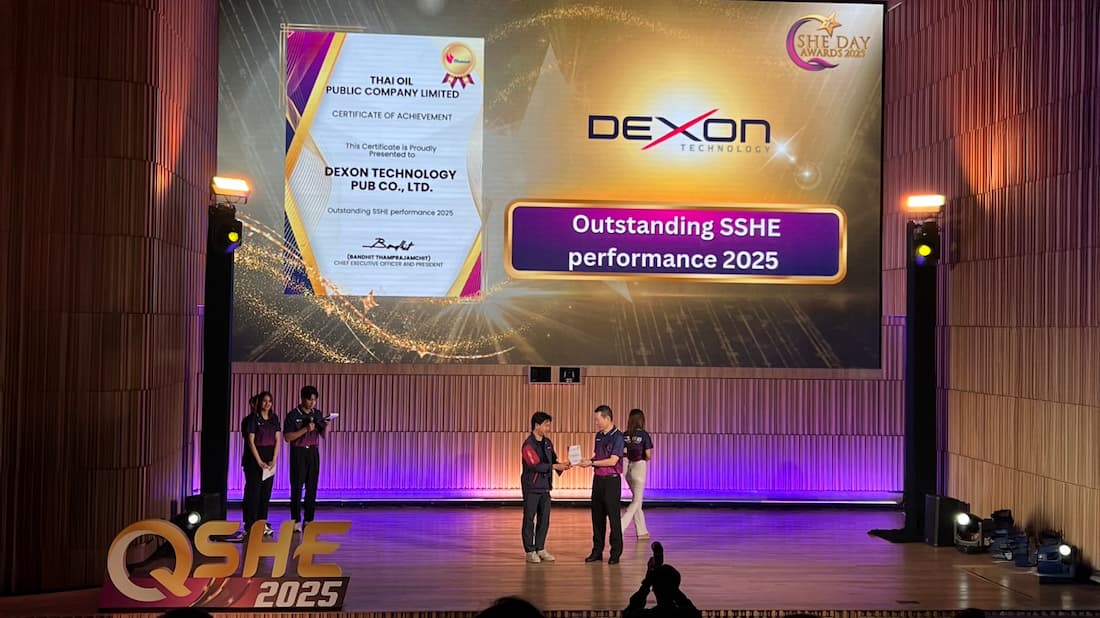 DEXON รับรางวัล QSHE จากไทยออยล์ ยกระดับพันธมิตรสู่มาตรฐานความปลอดภัยยุคดิจิทัล