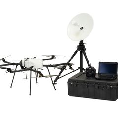 Perimeter 8 hybrid drone with tracking antenna dish