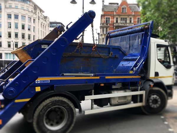 Blue Skip Lorry